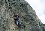 Florian Mastacan (Kobe) opening a clean-climbing route: "No More Spaghetti" (Rarău, Pietrele Doamnei)